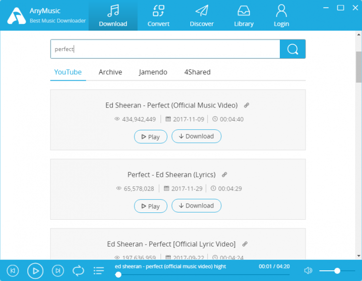anymusic best music downloader screenshot 1 easy search and preview music before downloading and mp3 converting