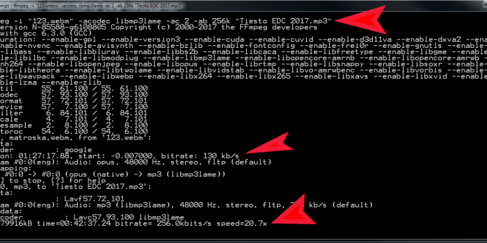 ffmpeg convert video audio to mp3