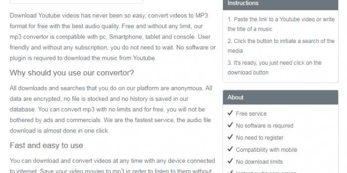 telecharger-youtube-mp3.com youtube to mp3 tutorial step 1 front page