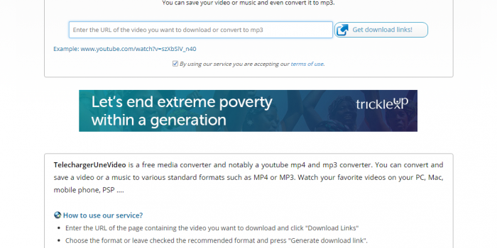 TelechargerUneVideo.com download youtube convert to mp3 tutorial step 1 open front-page