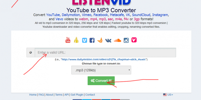 listenvid.com tutorial step 1 front page