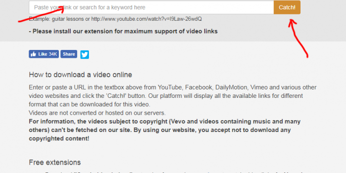 catchvideo.net review and tutorial step 1 open front page