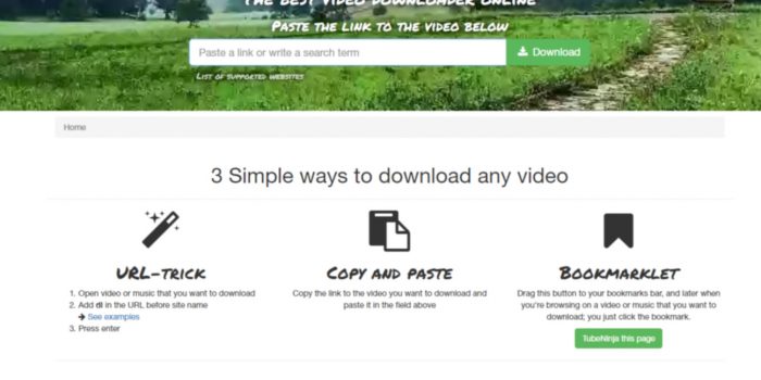 tubeninja review tutorial step 1 front page