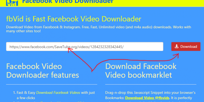 fbvid.org facebook downloader review tutorial step 1 open front page