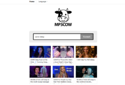 Alt Text Screenshot of the mp3cow.app homepage showing the minimalist layout and the built-in video search functionality box.
